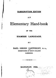 Cover of: An elementary hand-book of the Siamese language by B. O. Cartwright