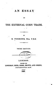 Cover of: An essay on the external corn trade. by R. Torrens