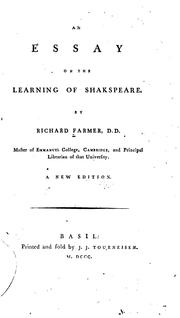 Cover of: An essay on the learning of Shakespeare by Richard Farmer