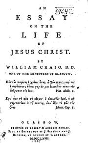 Cover of: An essay on the life of Jesus Christ. by Craig, William