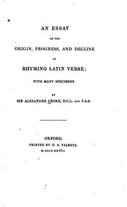 Cover of: essay on the origin, progress, and decline of rhyming Latin verse