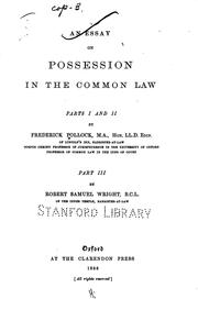 Cover of: essay on possession in the common law