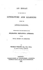 Cover of: An essay on the state of literature and learning under the Anglo-Saxons