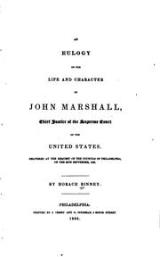 Cover of: eulogy on the life character of John Marshall