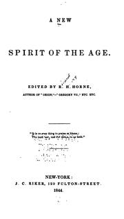 Cover of: A New spirit of the age by Richard Henry Horne