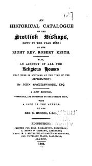 Cover of: An historical catalogue of the Scottish bishops, down to the year 1688