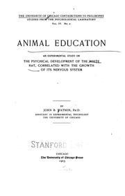 Cover of: Animal education by John B. Watson