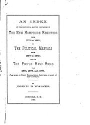 Cover of: An index of the historical matter contained in the New Hampshire registers from 1772-1892