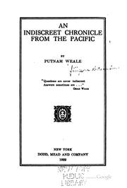 Cover of: An indiscreet chronicle from the Pacific