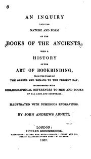 Cover of: An inquiry into the nature and form of the books of the ancients