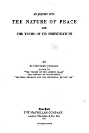 Cover of: An inquiry into the nature of peace and the terms of its perpetuation.