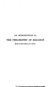 An introduction to the philosophy of religion by John Caird