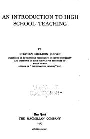 Cover of: An introduction to high school teaching by Stephen S. Colvin