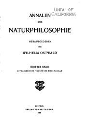 Cover of: Annalen der naturphilosphie ...