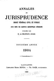 Annales de jurisprudence, droit fédéral civil et public ...