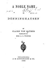 Cover of: A noble name by Claire von Glümer, Claire von Glümer