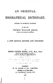 Cover of: An oriental biographical dictionary by Thomas William Beale, Thomas William Beale