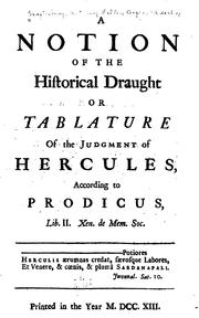 Cover of: notion of the historical draught or tablature of the judgment of Hercules