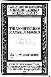Cover of: Apocriticus of Macarius Magnes | Macarius Magnes.