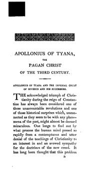 Cover of: Apollonius of Tyana: the pagan Christ of the third century.