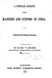 Cover of: popular account of the manners and customs of India.