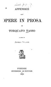 Cover of: Appendice alle opere in prosa di Torquato Tasso a cura di Angelo Solerti. by Torquato Tasso