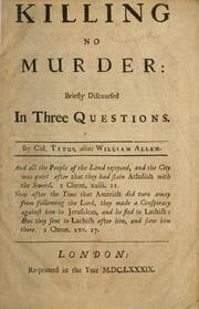 Cover of: Killing no murder: briefly discoursed in three questions