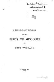 Cover of: A preliminary catalog of the birds of Missouri by Otto Widmann