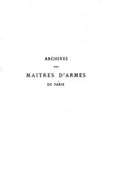 Cover of: Archives des Maîtres d'armes de Paris by Henri Daressy