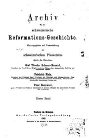 Cover of: Archiv für die schweizerische Reformations-Geschichte.