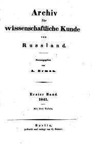 Cover of: Archiv für wissenschaftliche kunde von Russland.