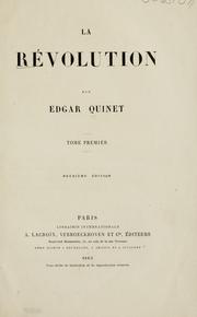 Cover of: La révolution by Edgar Quinet