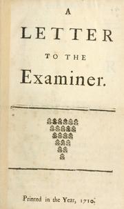 Cover of: letter to the Examiner.