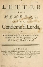 Cover of: A letter to a member, etc. concerning the condemn'd Lords by Sir Richard Steele