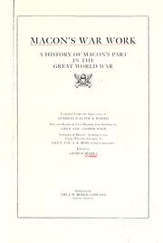 Cover of: Macon's war work by George McIntosh Sparks