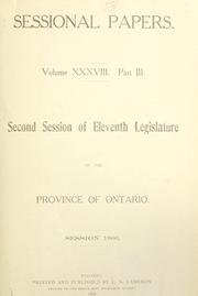 Cover of: ONTARIO SESSIONAL PAPERS. by Ontario. Legislative Assembly.