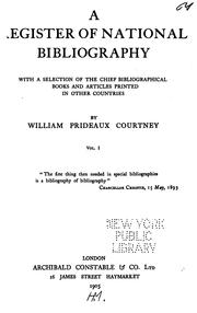 Cover of: A register of national bibliography by William Prideaux Courtney