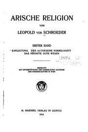 Cover of: Arische Religion by Leopold von Schroeder
