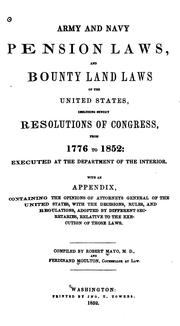 Cover of: Army and navy pension laws, and bounty land laws of the United States