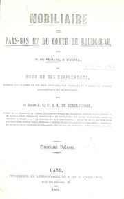 Cover of: Nobiliaire des Pays-Bas et du comté de Bourgogne