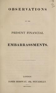 Cover of: Observations on the present financial embarassments.