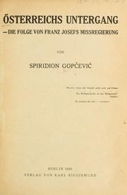 Cover of: Ósterreichs Untergang by Spiridion Gopčević