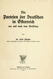 Cover of: parteien der Deutschen in Osterreich vor und nach dem weltkrieg