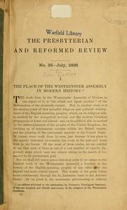Cover of: Place of the Westminster Assembly in Modern History ... | John DeWitt