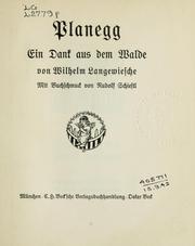 Cover of: Planegg: ein Dank aus dem Walde