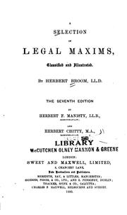 A selection of legal maxims by Herbert Broom
