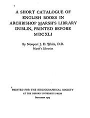 A short catalogue of English books in Archbishop Marsh's library, Dublin by Marsh's library, Dublin