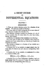 Cover of: A short course on differential equations