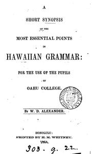 Cover of: Introduction to Hawaiian grammar