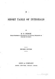 A short table of integrals by Benjamin Osgood Peirce